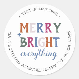 Sticker Rond Joyeux et Lumineux Adresse de Noël pour Tout
