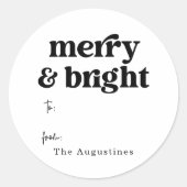 Sticker Rond Joyeux et lumineux cadeau de Noël / Favoriser (Devant)