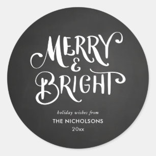 Sticker Rond Joyeux et lumineux Chalkboard de vacances