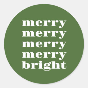 Sticker Rond Joyeux et lumineux minimaliste vert Noël