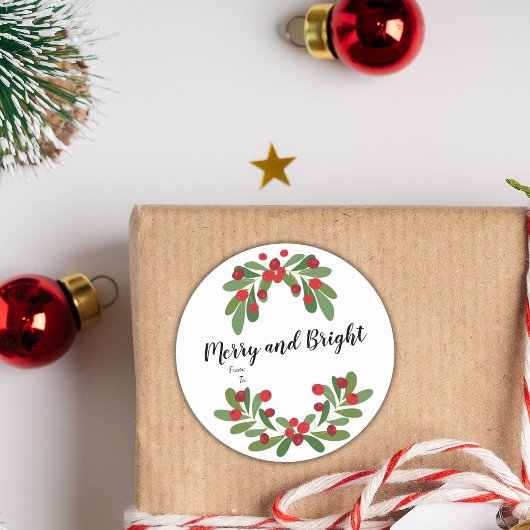 Sticker Rond Joyeux et lumineux Mistletoe Holiday