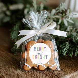 Sticker Rond Joyeux et Lumineux Noël