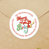 Sticker Rond Joyeux et lumineux Noël Adresse de retour