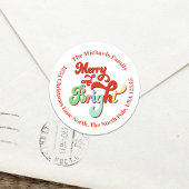 Sticker Rond Joyeux et lumineux Noël Adresse de retour