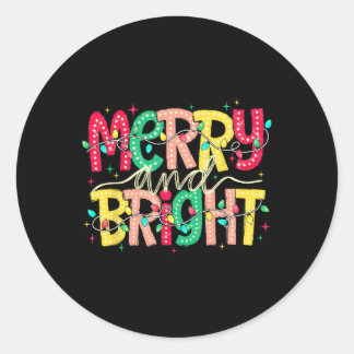 Sticker Rond Joyeux Et Lumineux Noël Funky Pyjamas Famille Xm