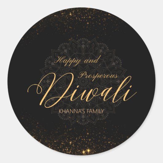 Sticker Rond Joyeux et prospère Diwali personnalisable (Devant)