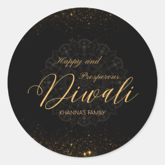 Sticker Rond Joyeux et prospère Diwali personnalisable