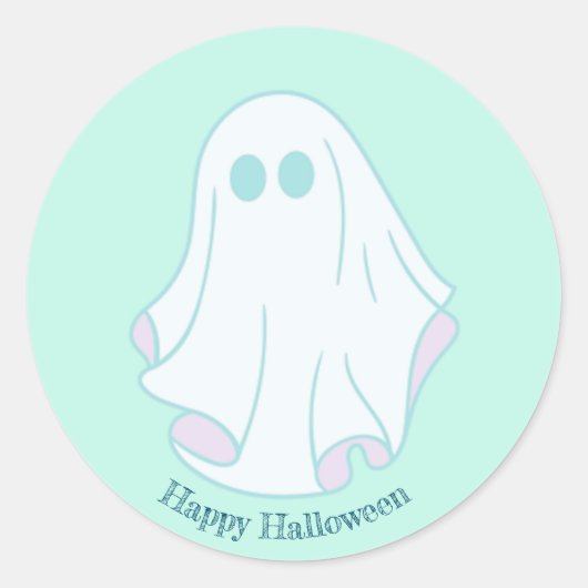Sticker Rond Joyeux fantôme d'Halloween (Devant)