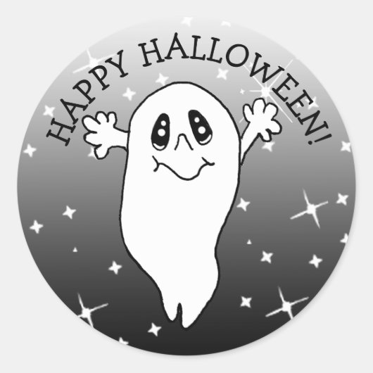 Sticker Rond Joyeux fantôme d'Halloween (Devant)