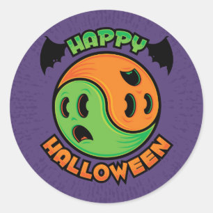 Sticker Rond Joyeux fantôme d'Halloween Yin-Yang