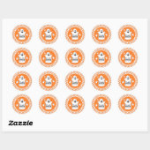 Sticker Rond Joyeux Fantôme, fête d'Halloween orange (Feuille)