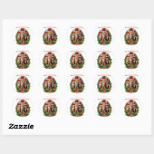 Sticker Rond Joyeux félins de Noël (Feuille)