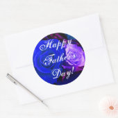 Sticker Rond Joyeux Fête des pères bleu violet Rose (Enveloppe)