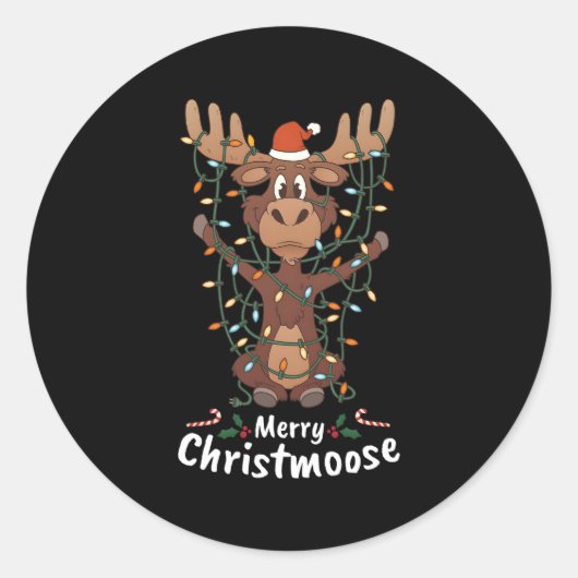Sticker Rond Joyeux feu d'orignal Christmoose (Devant)