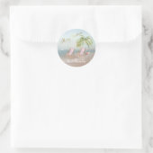 Sticker Rond Joyeux Flamant rose de plage de Noël Wreath unique (Sac)