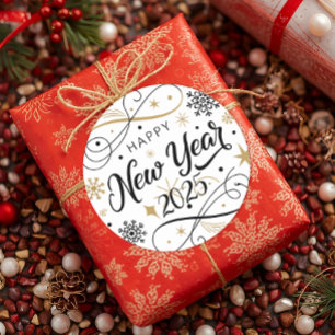 Sticker Rond Joyeux flocon de neige du Nouvel An