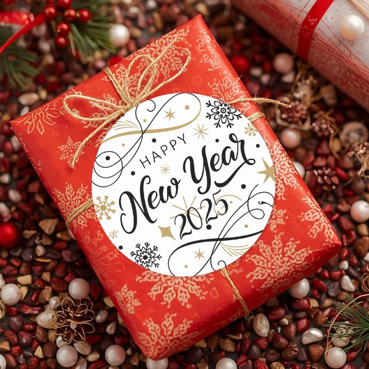 Sticker Rond Joyeux flocon de neige du Nouvel An