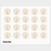 Sticker Rond Joyeux Fluffy Rose Baby Sheep visage (Feuille)