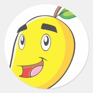 Sticker Rond Joyeux fruit de mangue jaune