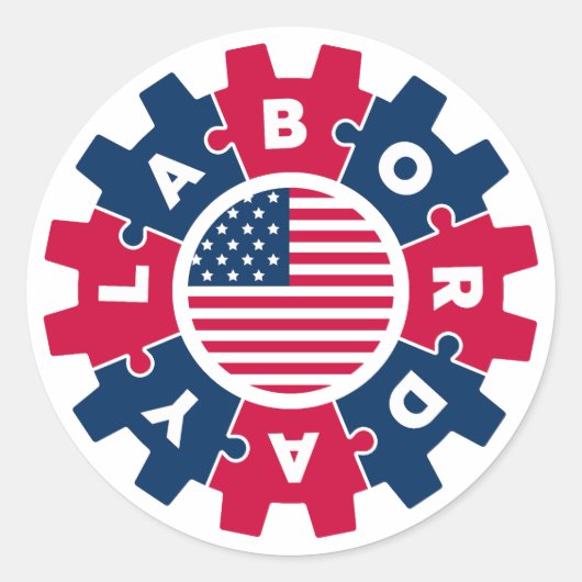 Sticker Rond Joyeux Fun de la fête du travail (Devant)