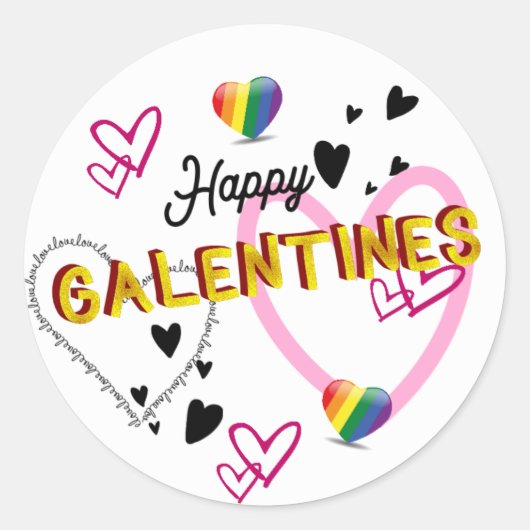 Sticker Rond Joyeux Galentines (Devant)