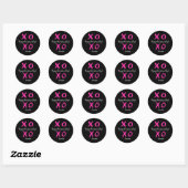 Sticker Rond Joyeux Galentine's Day rose et noir XOXO - (Feuille)