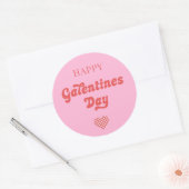 Sticker Rond Joyeux Galentines Jour Rétro rose (Enveloppe)
