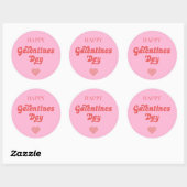 Sticker Rond Joyeux Galentines Jour Rétro rose (Feuille)
