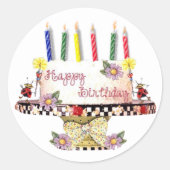 Sticker Rond Joyeux gâteau d'anniversaire (Devant)