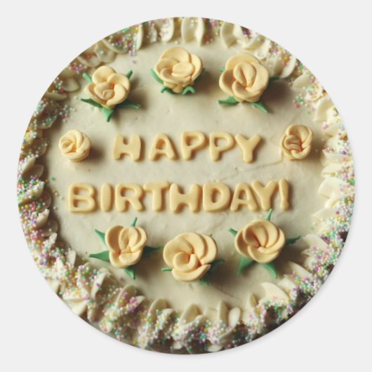 Sticker Rond Joyeux gâteau d'anniversaire (Devant)