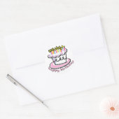 Sticker Rond Joyeux gâteau d'anniversaire (Enveloppe)