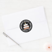 Sticker Rond Joyeux gâteau et bougie d'anniversaire (Enveloppe)