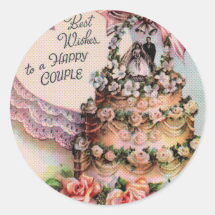 Sticker Rond Joyeux gâteau Mariage Couple