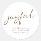 Sticker Rond Joyeux Gold Script Joyeux Noël Blanc (Devant)