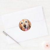 Sticker Rond Joyeux Golden Retriever ! (Enveloppe)