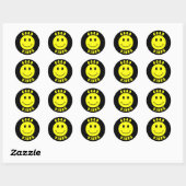 Sticker Rond Joyeux Good Vibes à visage jaune (Feuille)