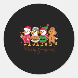 Sticker Rond Joyeux Goosemas Douce Fête De Noël De L'oie