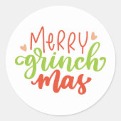Sticker Rond Joyeux Grinchmas Noël Moderne et Tendance  (Devant)