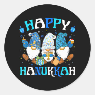 Sticker Rond Joyeux groupe de famille juive Hanoukka Gnomes