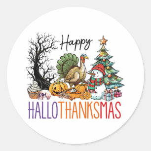 Sticker Rond Joyeux Hallothanksmas Clipart