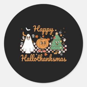 Sticker Rond Joyeux Hallothanksmas Halloween Thanksgiving Chris