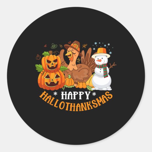 Sticker Rond Joyeux Hallothanksmas Halloween Thanksgiving Chris (Devant)