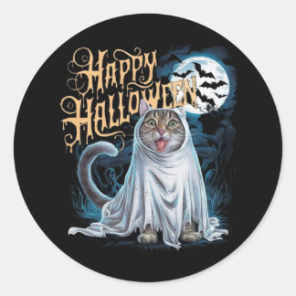 Sticker Rond Joyeux halloween avec des chats