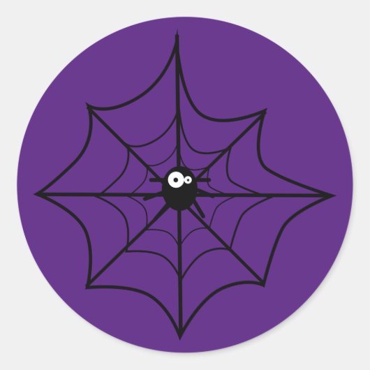 Sticker Rond Joyeux Halloween | Belle araignée et Web (Devant)