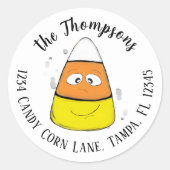 Sticker Rond Joyeux Halloween Bonbon Maïs Mignon Adresse de Ret (Devant)