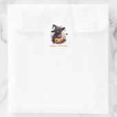 Sticker Rond Joyeux Halloween Chat noir Jack-o-Lantern (Sac)
