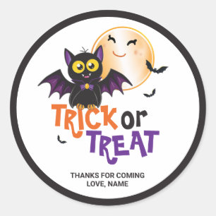 Sticker Rond Joyeux Halloween Chauve-Souris Vampire Friandise o