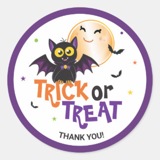 Sticker Rond Joyeux Halloween Chauve-Souris Vampire Friandise o
