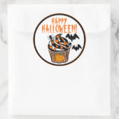 Sticker Rond Joyeux Halloween chauves-souris Cupcake (Sac)