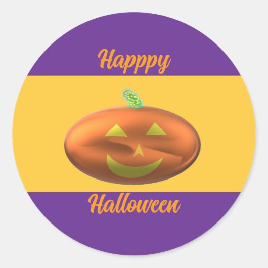 Sticker Rond Joyeux Halloween Citrouille  (Devant)